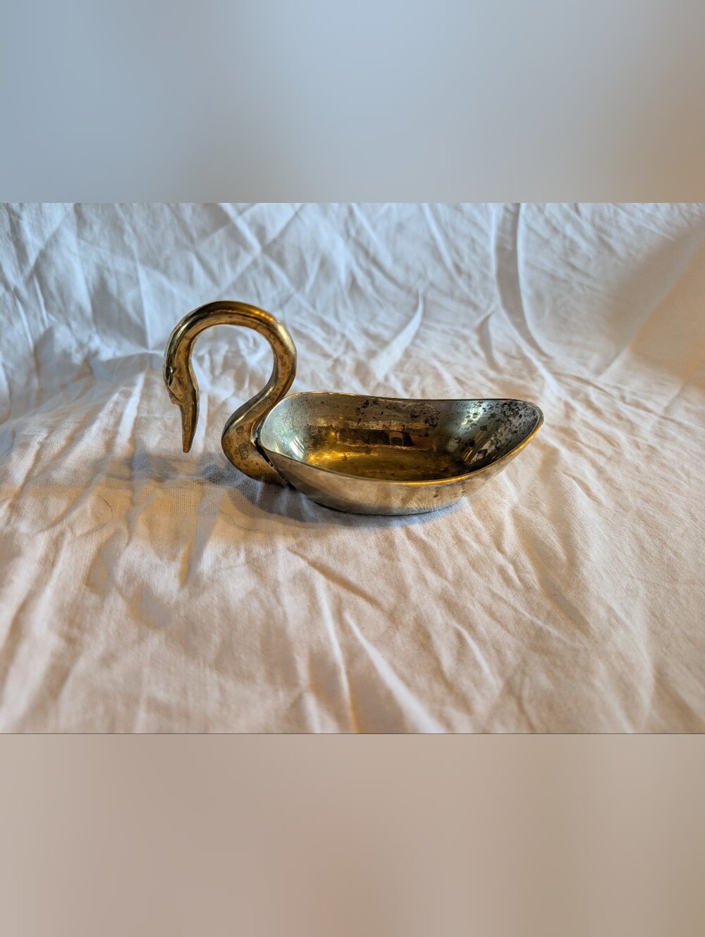 2/100$ Vintage Brass Gold Swan Trinket Bowl